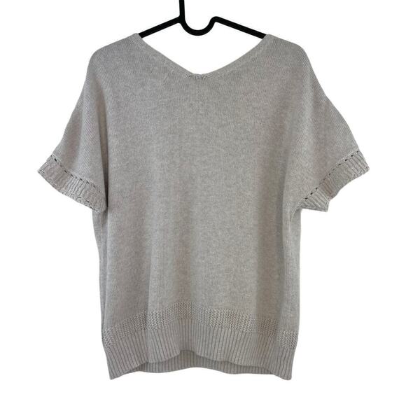 Joie Cream Cotton Short Sleeve V Neck Sweater Small Goblin Corpcore Minimalist - Picture 2 of 5